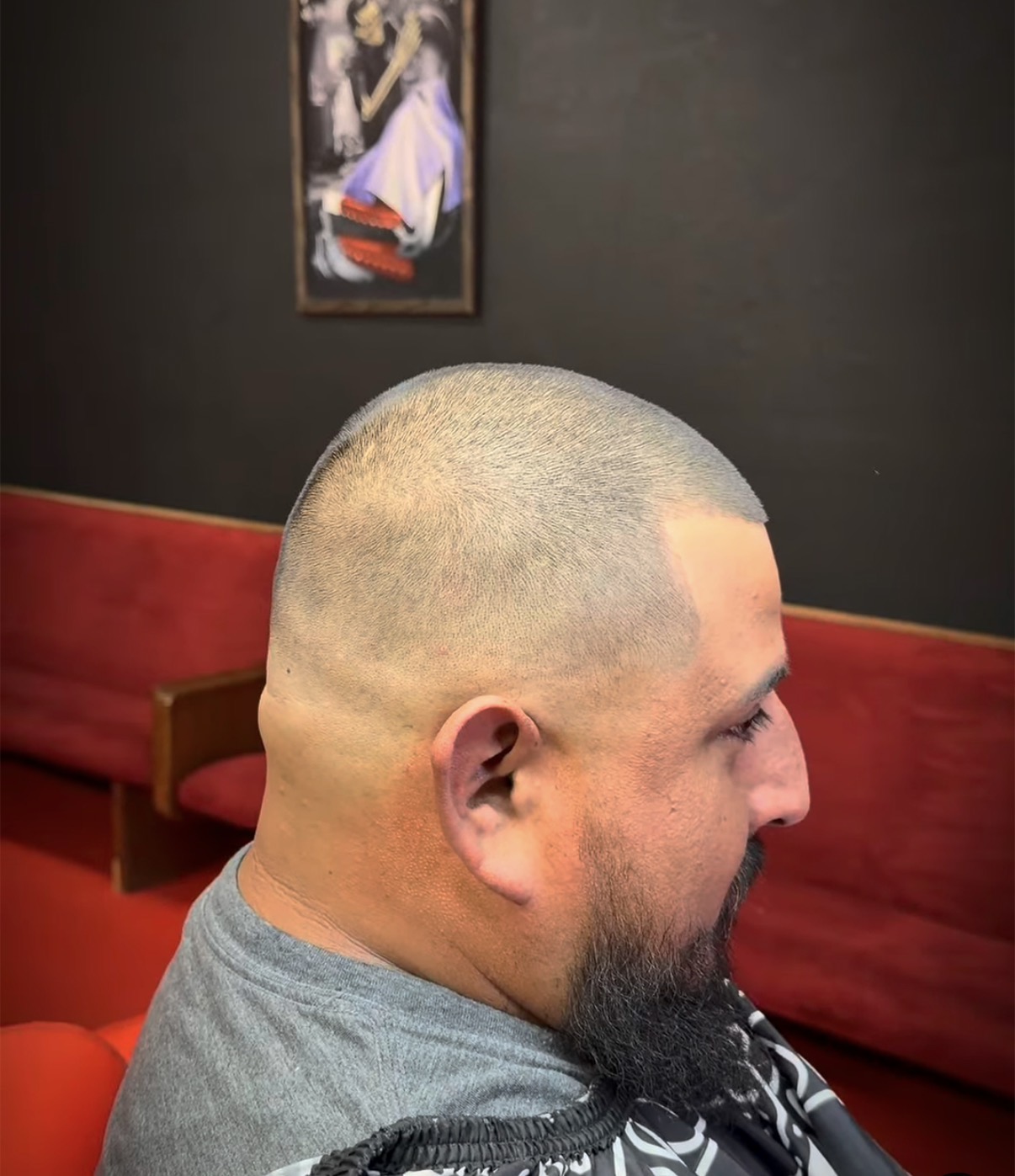 Adult haircut with beard work, precision fade