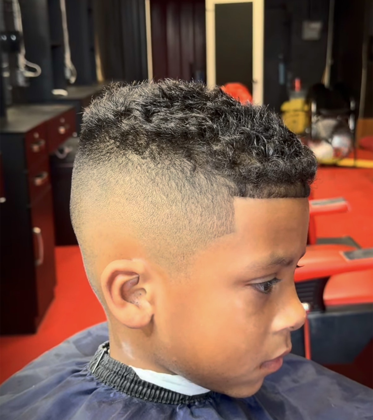 Kids cut, curly hair fade